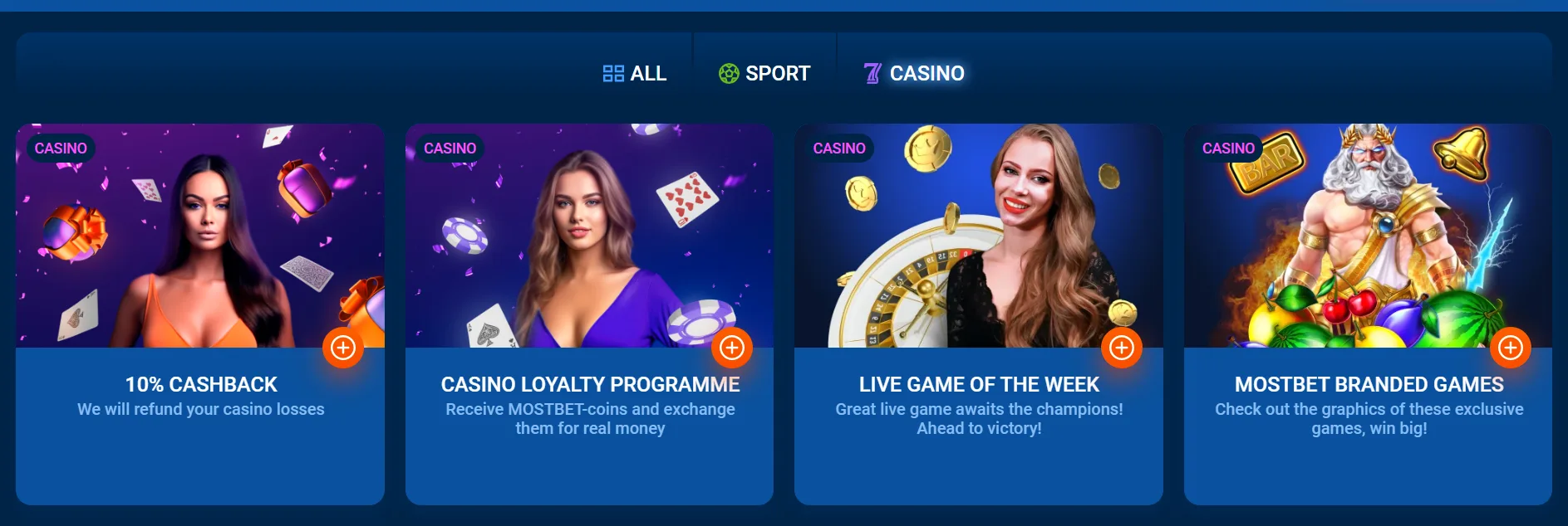 Mostbet казиносына арналған бонустық бағдарлама